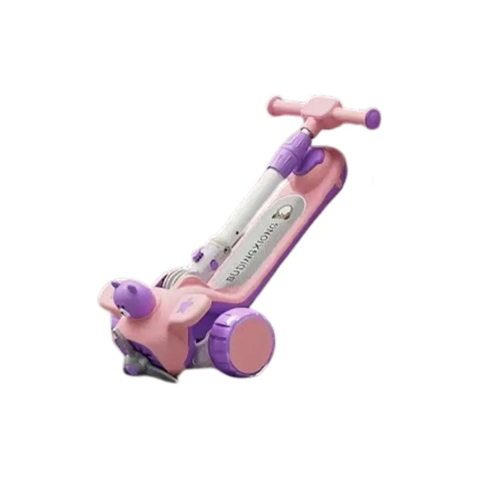 Trotinetă pentru copii 6 în 1 cu scaun, mâner parental, roți luminoase și muzică, roz, RTM Scooter (91238)