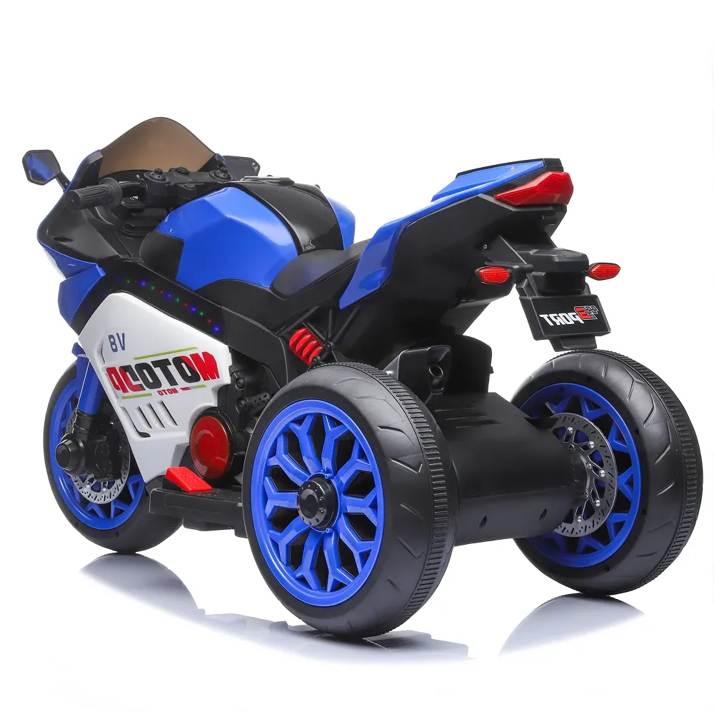 Motocicletă electrică pentru copii cu parbriz iluminat LED, albastră (67839)
