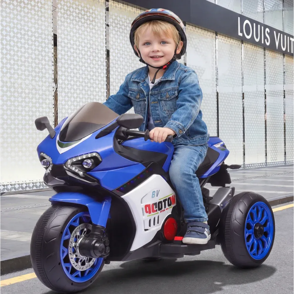 Motocicletă electrică pentru copii cu parbriz iluminat LED, albastră (67839)