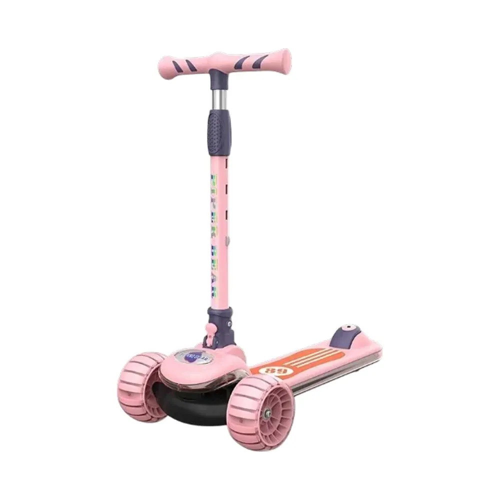 Trotinetă pentru copii cu 3 roți luminoase, platformă cu muzică și lumini, roz, RTM Scooter (58248)