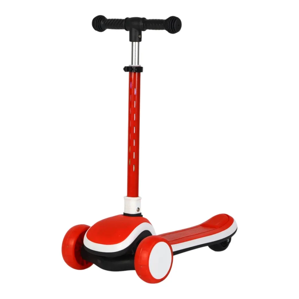 Trotinetă pentru copii cu 3 roți luminoase, platformă cu muzică și lumini, ghidon cu lumini, roșu, RTM Scooter (41127)