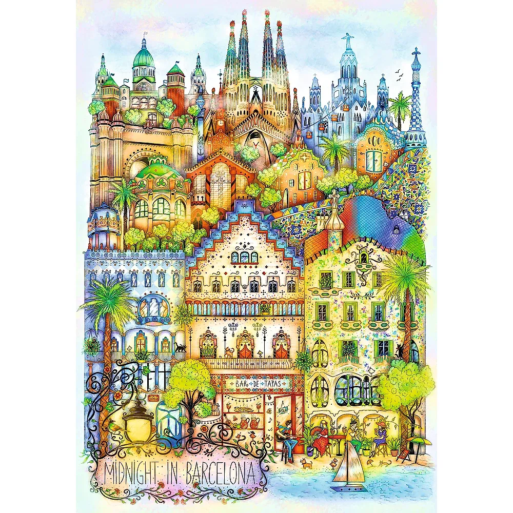 Miezul nopții la Barcelona, 1000 elemente Premium Plus (12074)