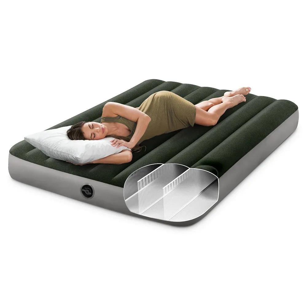 Saltea gonflabilă Full Downy cu pompă de picior încorporată, 137×191×25 cm, max. 272 kg, Intex (64762)