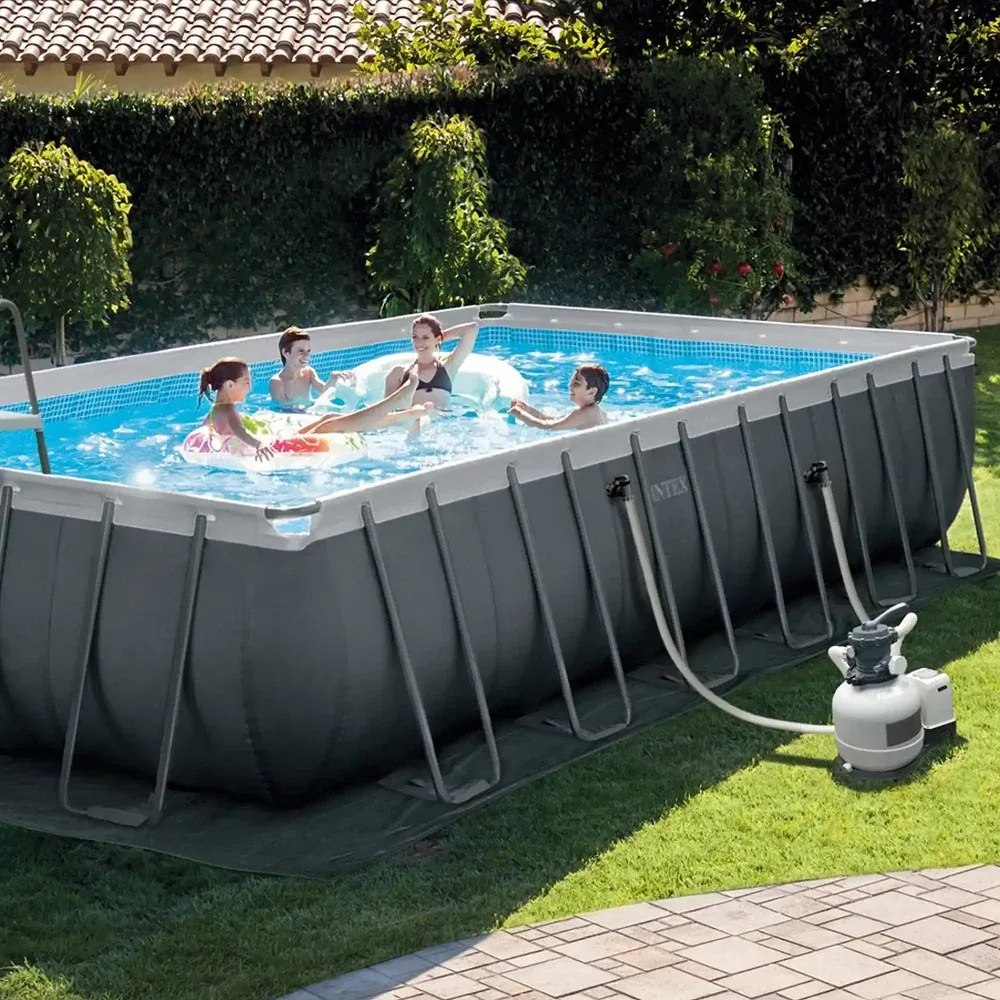 Piscină cu cadru metalic Ultra XTR Frame dreptunghiulară 732×366×132 cm, 31805 L, filtru nisip 7900 l/h, set complet, Intex (26364)