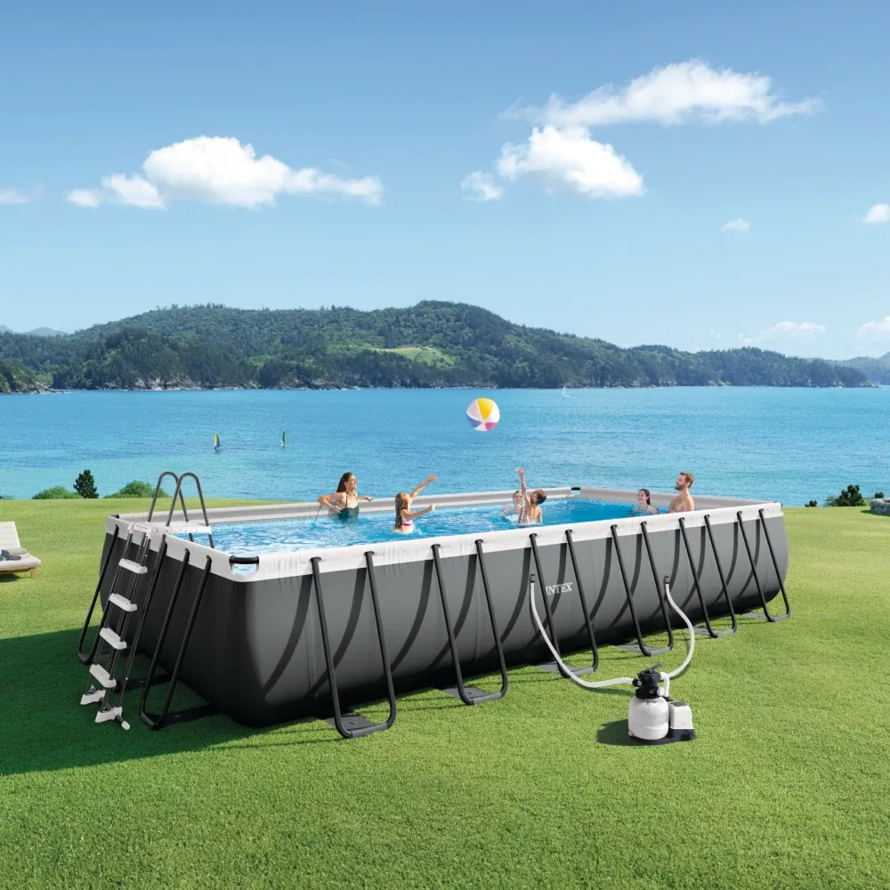 Piscină cu cadru metalic Ultra XTR Frame dreptunghiulară 732×366×132 cm, 31805 L, filtru nisip 7900 l/h, set complet, Intex (26364)