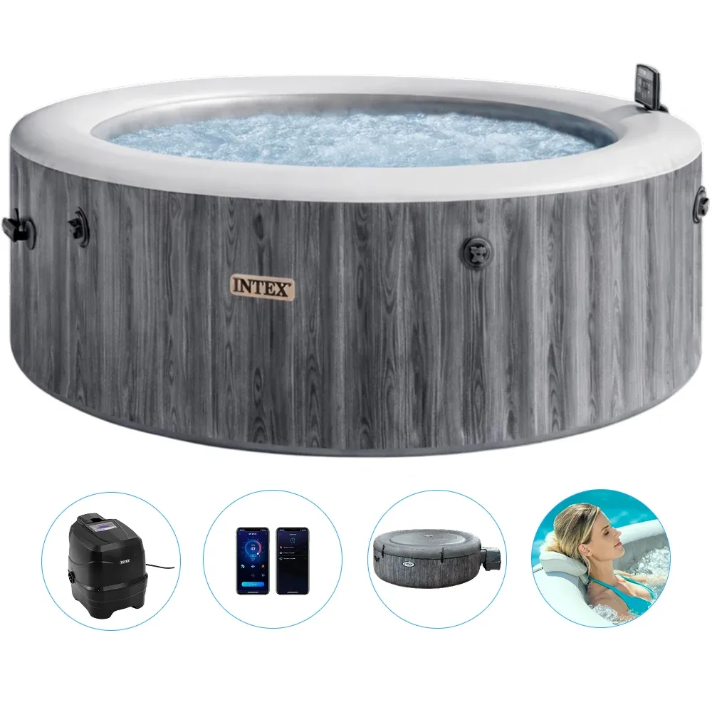 Spa gonflabil cu hidromasaj Greywood Deluxe, 216×71 cm, 1098 L, 6 persoane, Intex (28442)