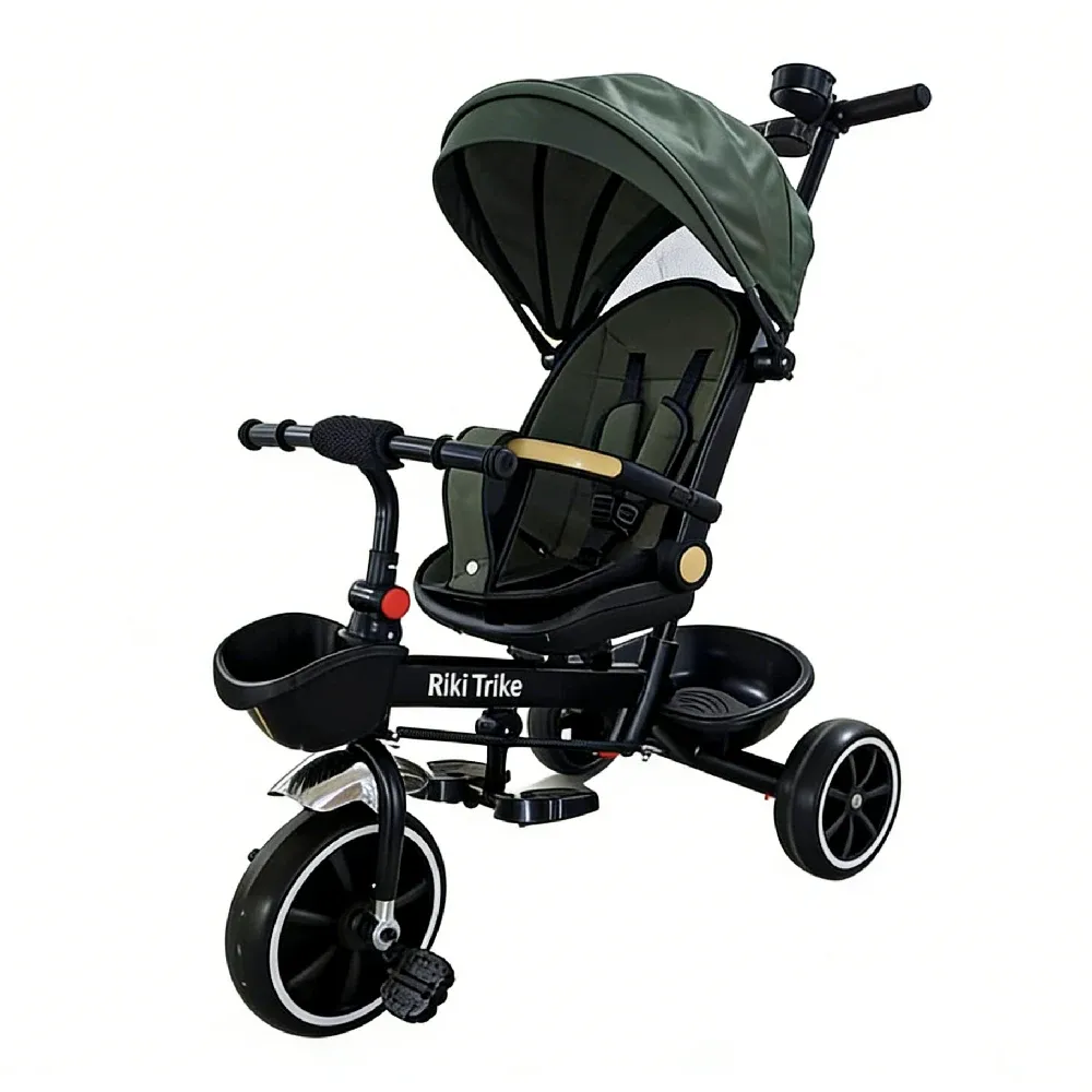Tricicletă pentru copii cu roți EVA și scaun rotativ 360°, verde (64682)