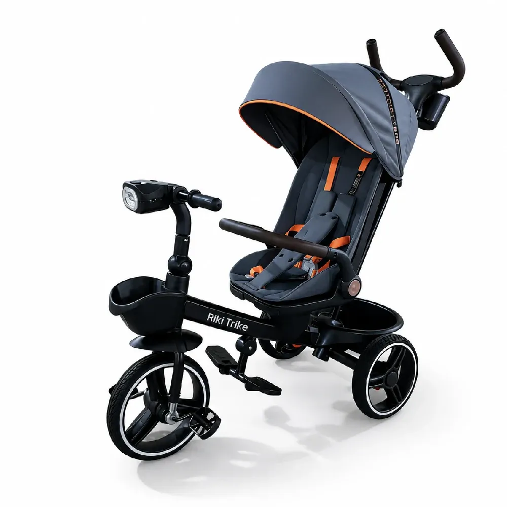 Tricicletă pentru copii cu scaun rotativ 360°, gri (64668)