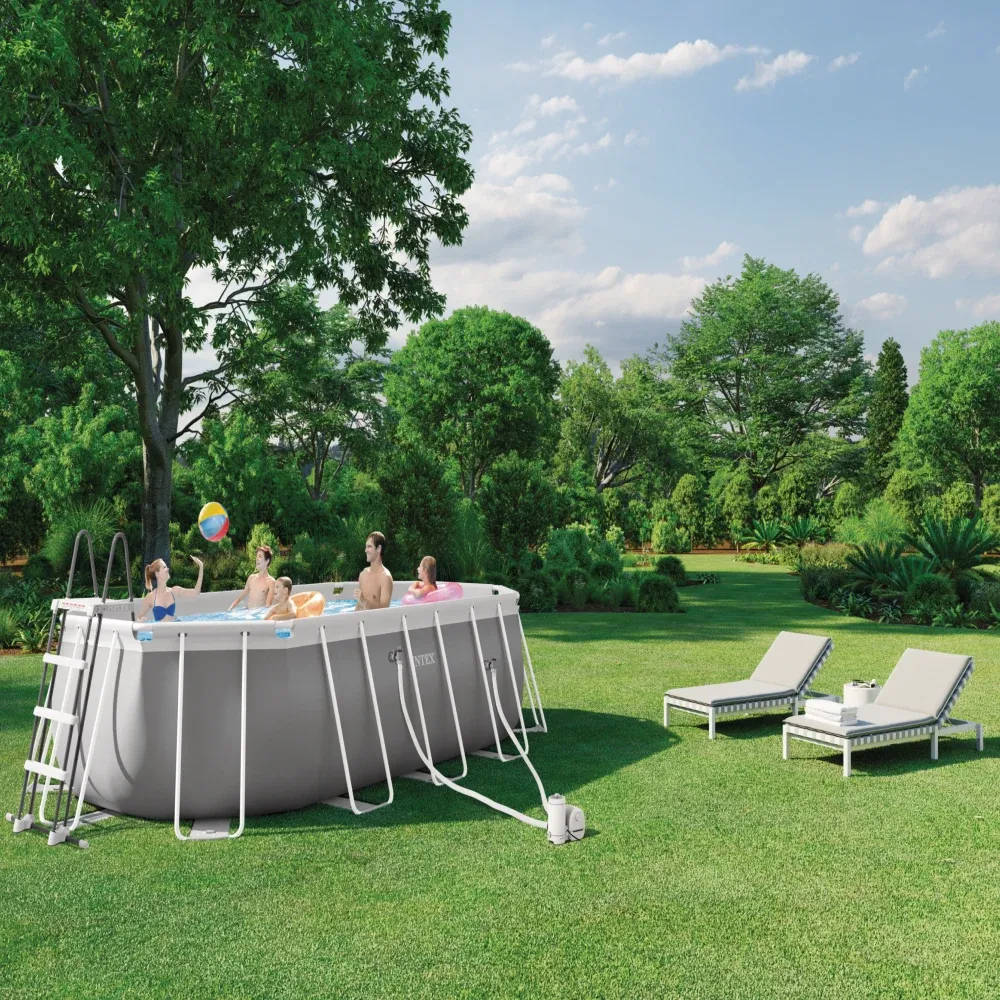 Piscină cu cadru metalic Prism Frame Oval 503×274×122 cm, 13365 L, cu pompă 5678 L/h, set complet, Intex (26796)