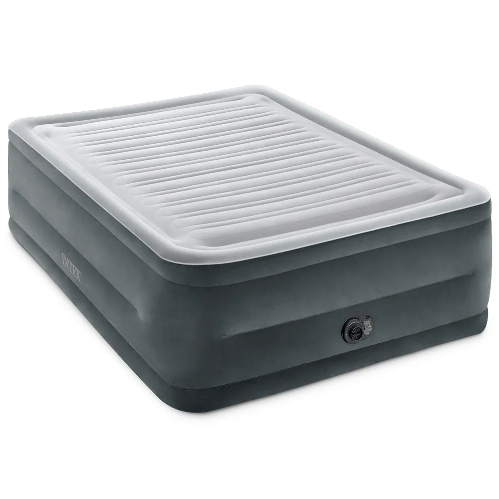 Pat gonflabil Queen Comfort-Plush cu pompă încorporată, 152×203×56 cm, max. 272 kg, Intex (64418)