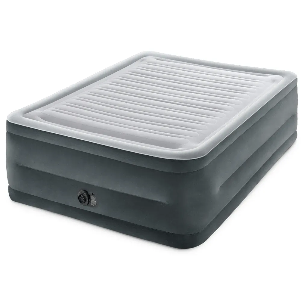 Pat gonflabil Queen Comfort-Plush cu pompă încorporată, 152×203×56 cm, max. 272 kg, Intex (64418)