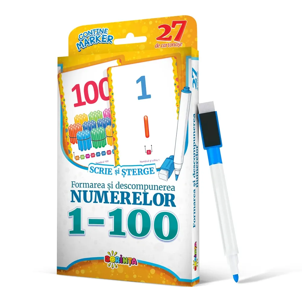 27 de cartonase. Scrie si sterge. Formarea si descompunerea numerelor (02358)