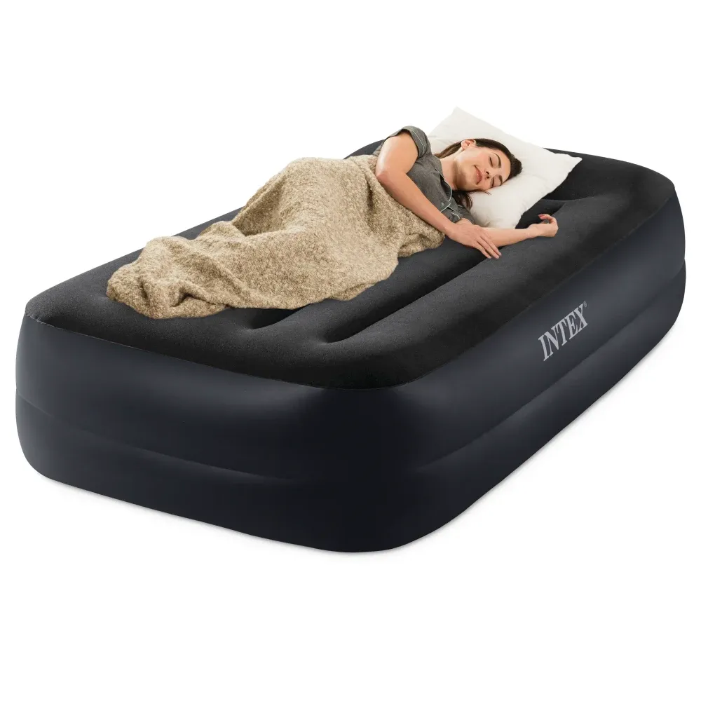 Надувная кровать Twin Pillow Rest со встроенным насосом, 99×191×42 см, макс. 136 кг, Интекс (64122)