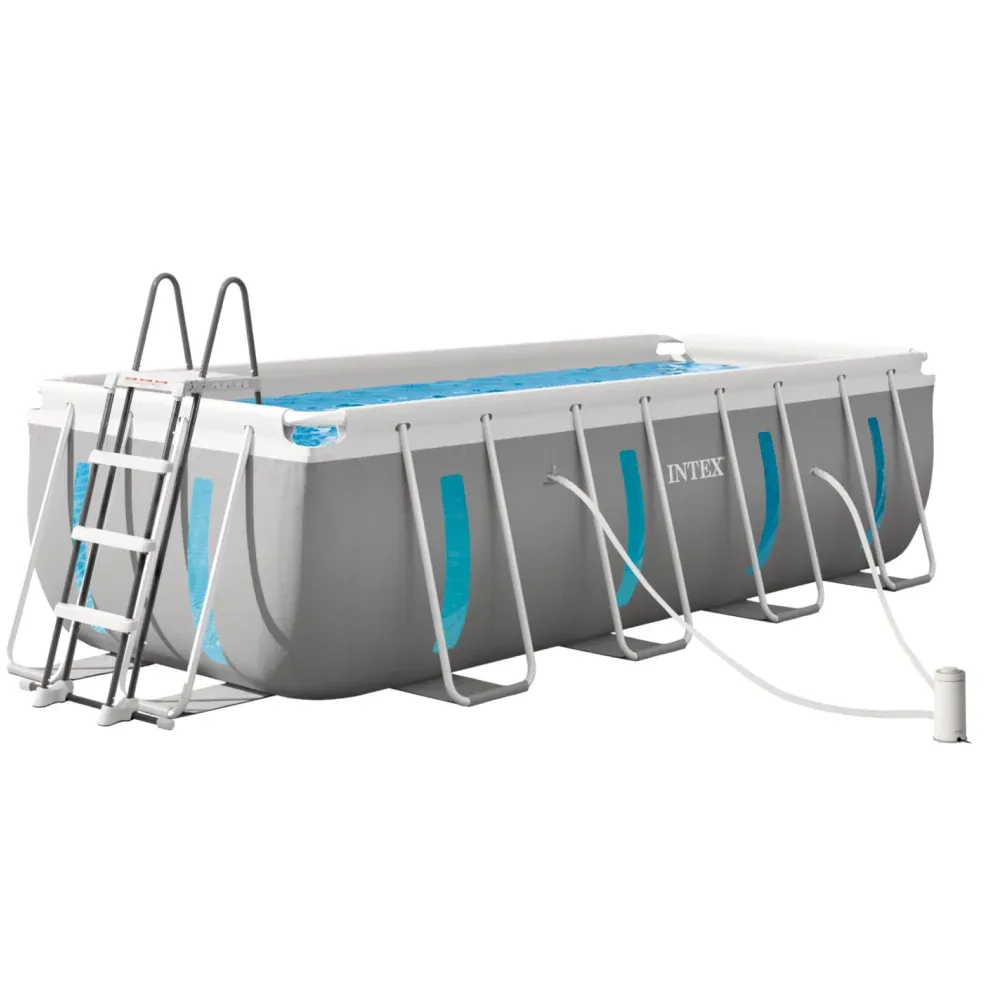 Бассейн с металлическим каркасом Prism Frame Clearview Premium 400×200×122 см, 8418 л, с насосом 2006 л/ч, полная комплектация, Intex (26770)
