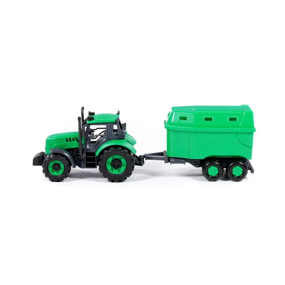 Tractor cu inerție Progress cu remorcă pentru animale, Polesie (91482)