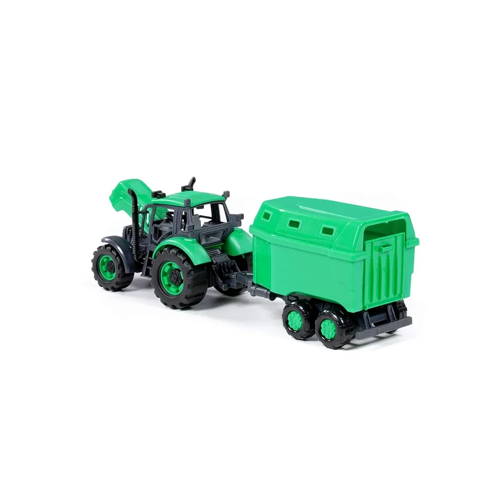 Tractor cu inerție Progress cu remorcă pentru animale, Polesie (91482)