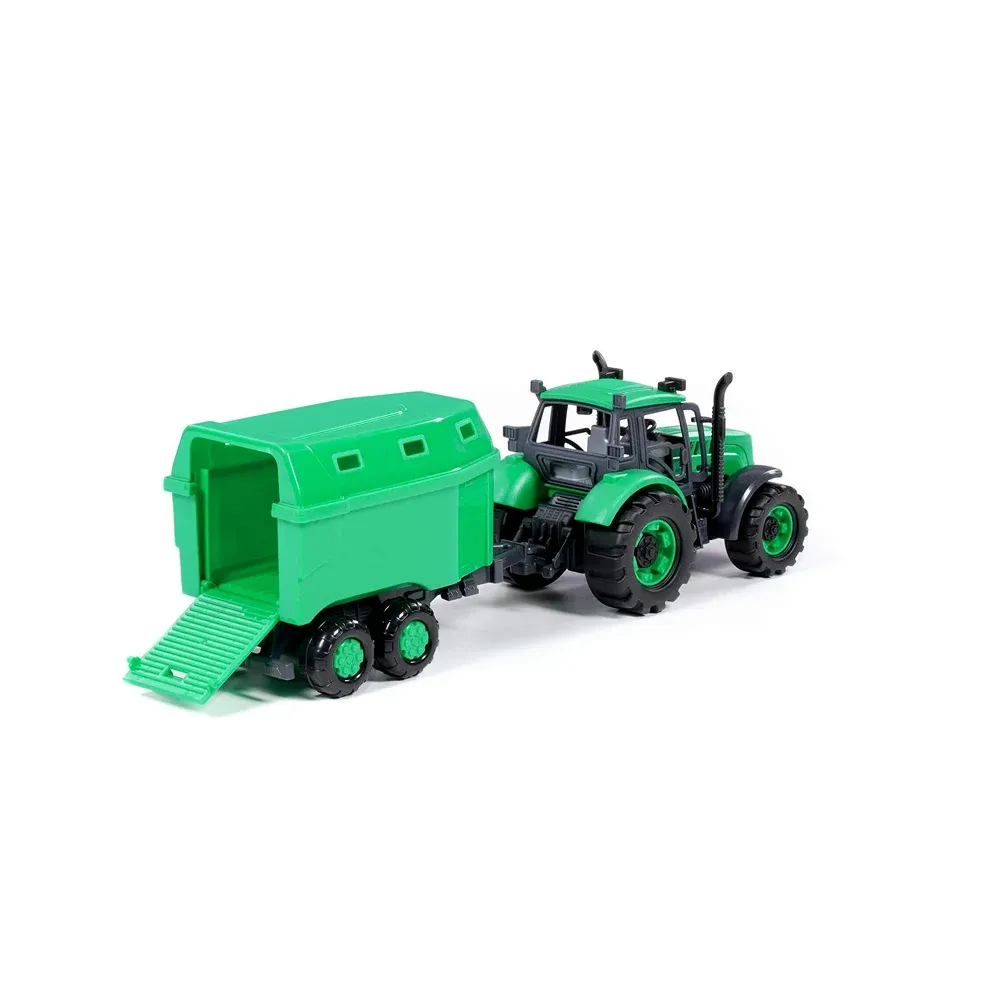 Tractor cu inerție Progress cu remorcă pentru animale, Polesie (91482)