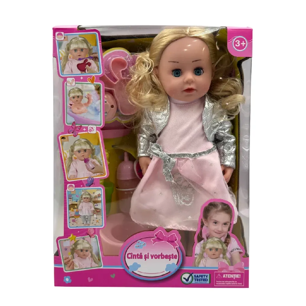 Papusa Amelia 35cm cu accesorii, vorbeste in limba romana (80804)