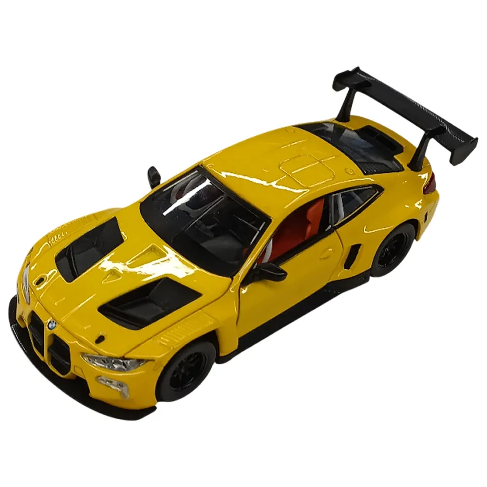 Mașină din metal BMW M4 GT3, scară 1:32, galbenă, MSZ (32715)