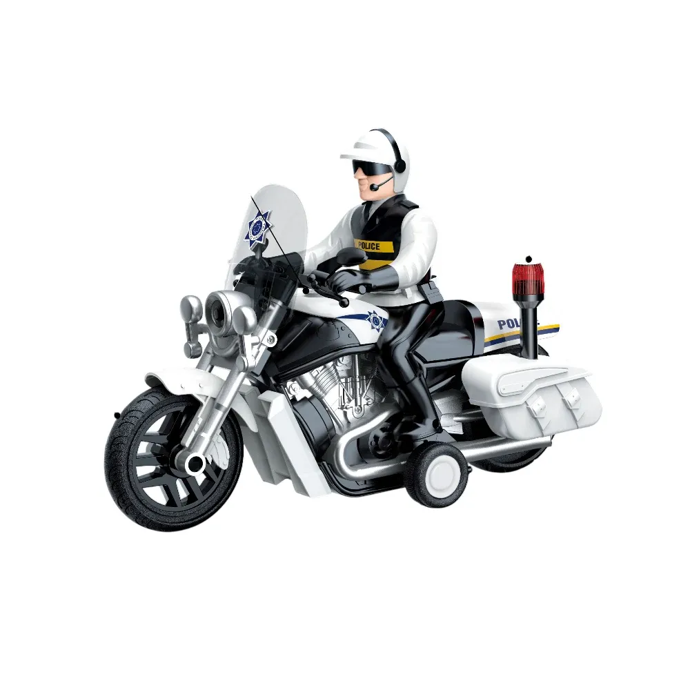 Motocicletă de poliție cu inerție, lumini și sunete – 1:10 – WY430A ,Wenyi (14301)