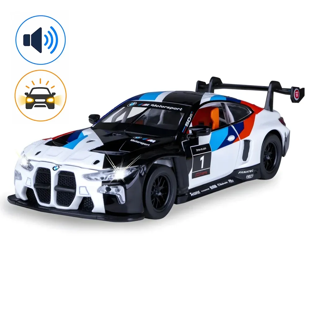 Mașină din metal BMW M4 GT3, scară 1:24, neagră, MSZ (68282A/2)