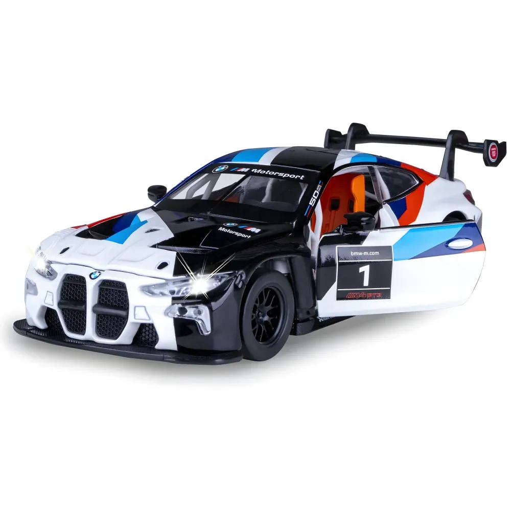 Mașină din metal BMW M4 GT3, scară 1:24, neagră, MSZ (68282A/2)