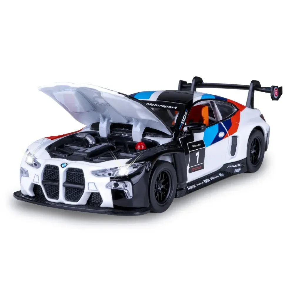 Mașină din metal BMW M4 GT3, scară 1:24, neagră, MSZ (68282A/2)