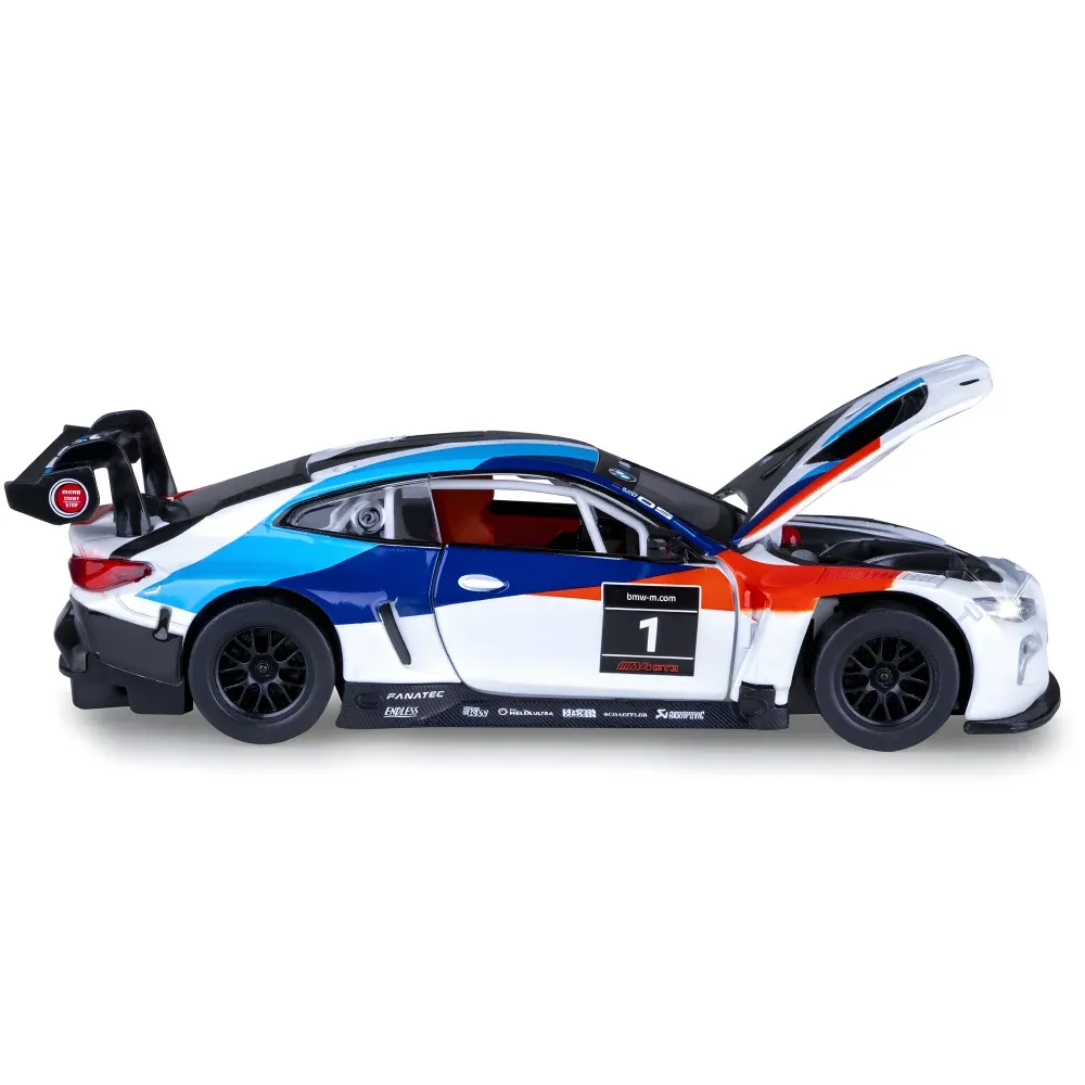 Mașină din metal BMW M4 GT3, scară 1:24, neagră, MSZ (68282A/2)