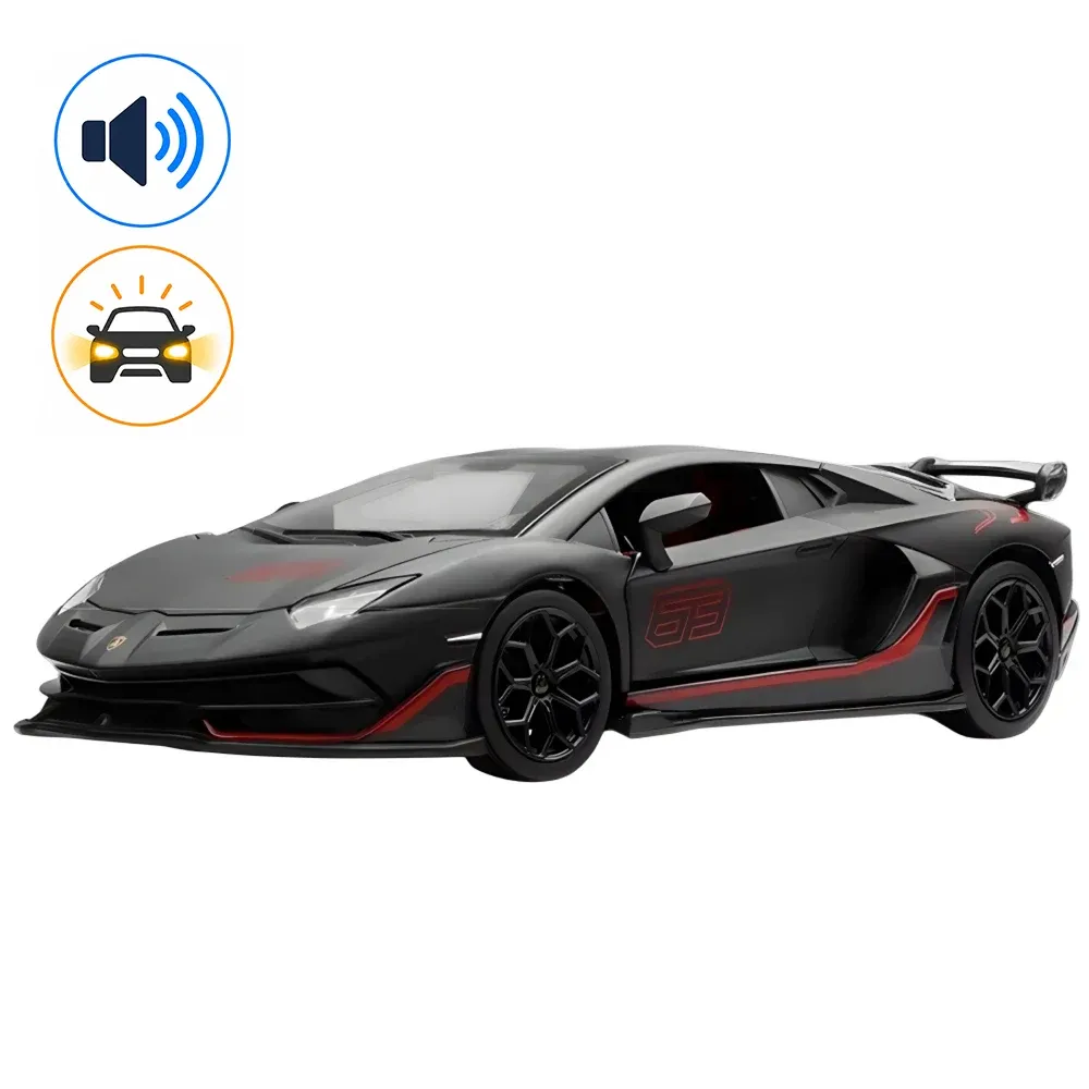 Lamborghini Aventador SVJ Metal Car, черный MSZ (68269A/2) в масштабе 1:24