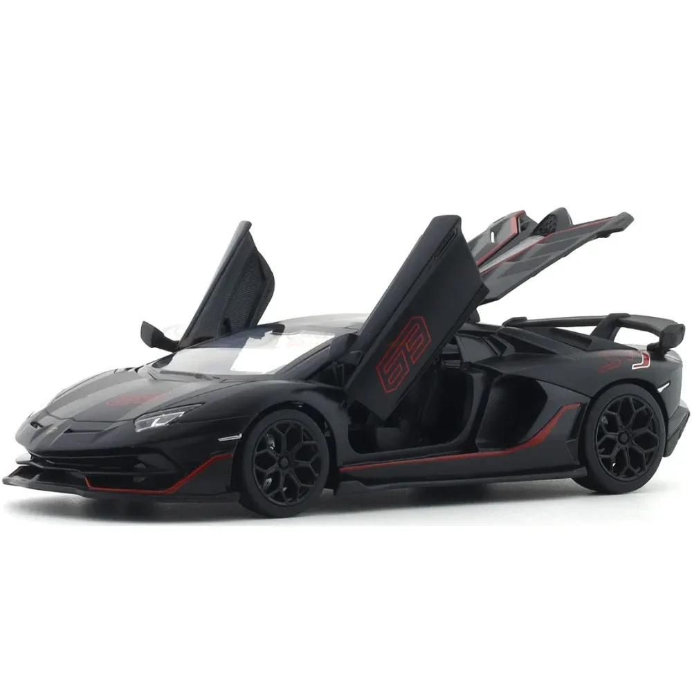 Lamborghini Aventador SVJ Metal Car, черный MSZ (68269A/2) в масштабе 1:24