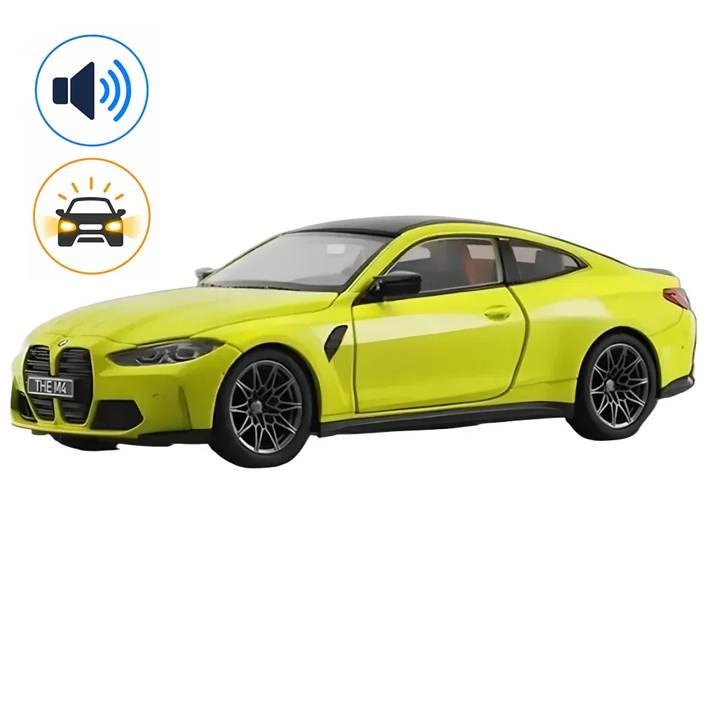 Mașină din metal BMW M4, scară 1:24, galbenă, MSZ (68280A)