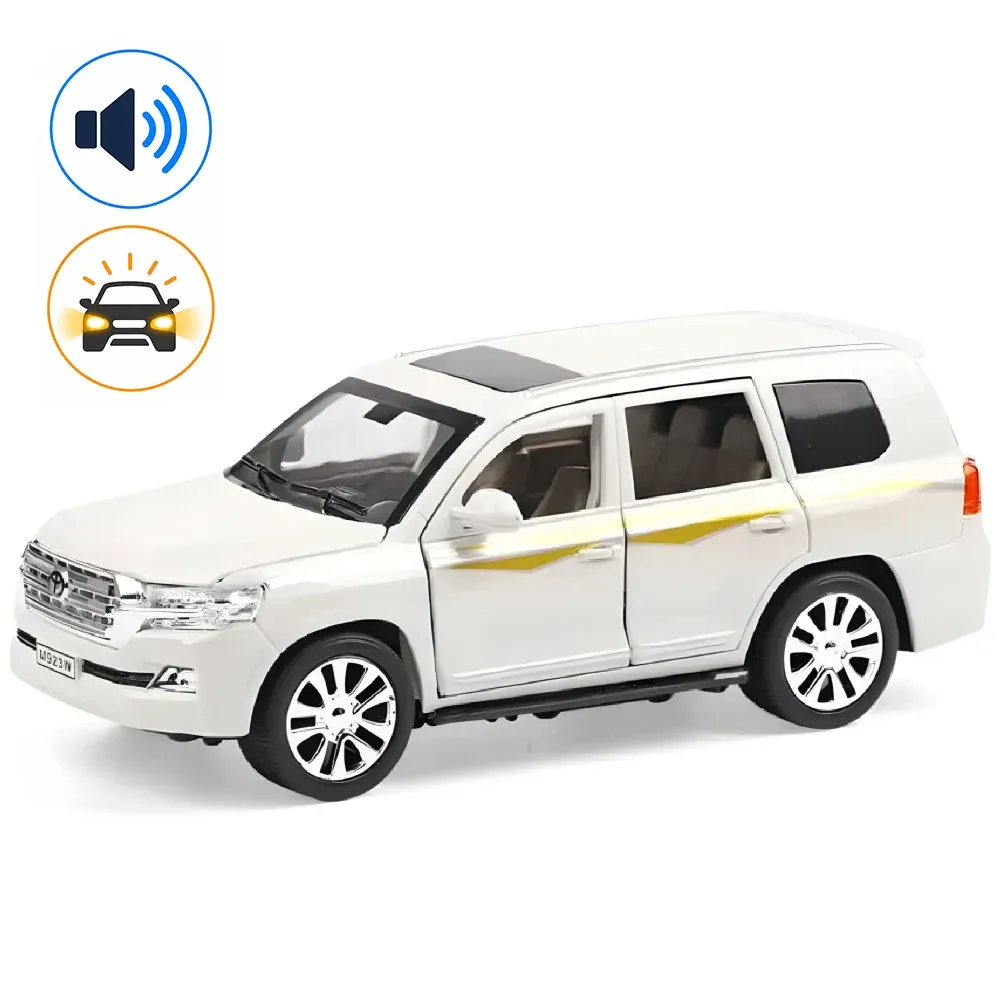 Mașină din metal Toyota Land Cruiser Prado, scară 1:24, albă, MSZ (68270A/1)