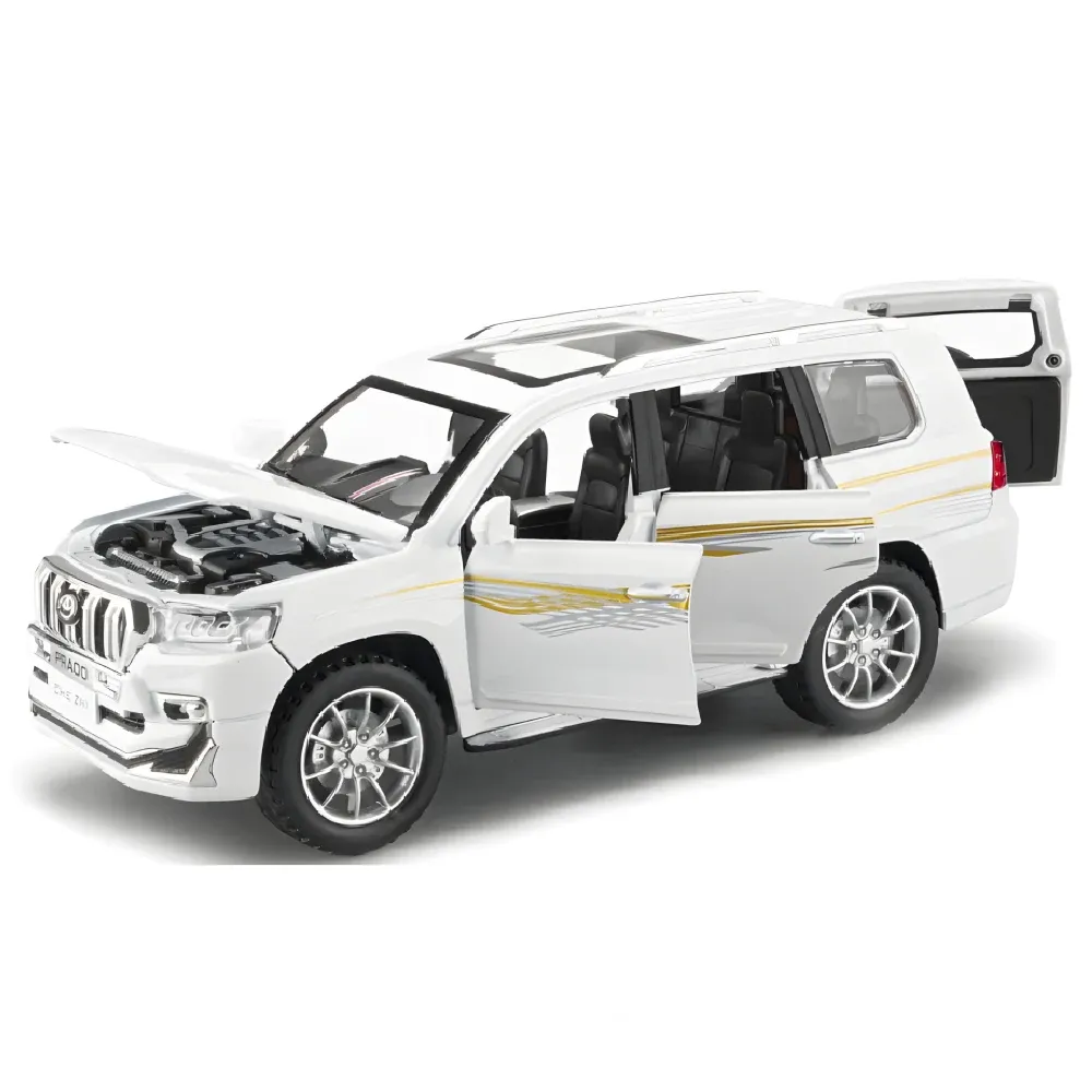 Mașină din metal Toyota Land Cruiser Prado, scară 1:24, albă, MSZ (68270A/1)