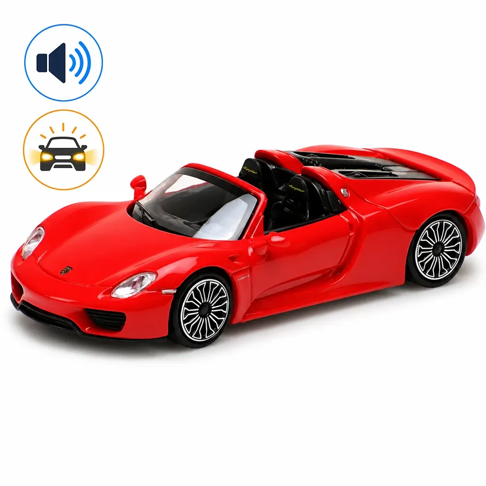 Mașină din metal Porsche 918 Spyder, scară 1:24, roșie, MSZ (68243A)