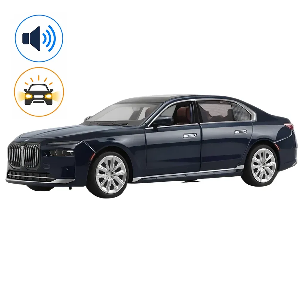 Литой автомобиль BMW i7, масштаб 1:24, синий, MSZ (68283A)
