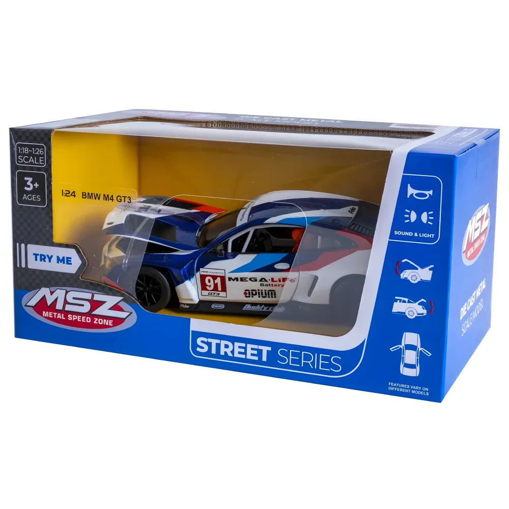 Литой автомобиль BMW M4 GT3, масштаб 1:24, MSZ (68282A/1)