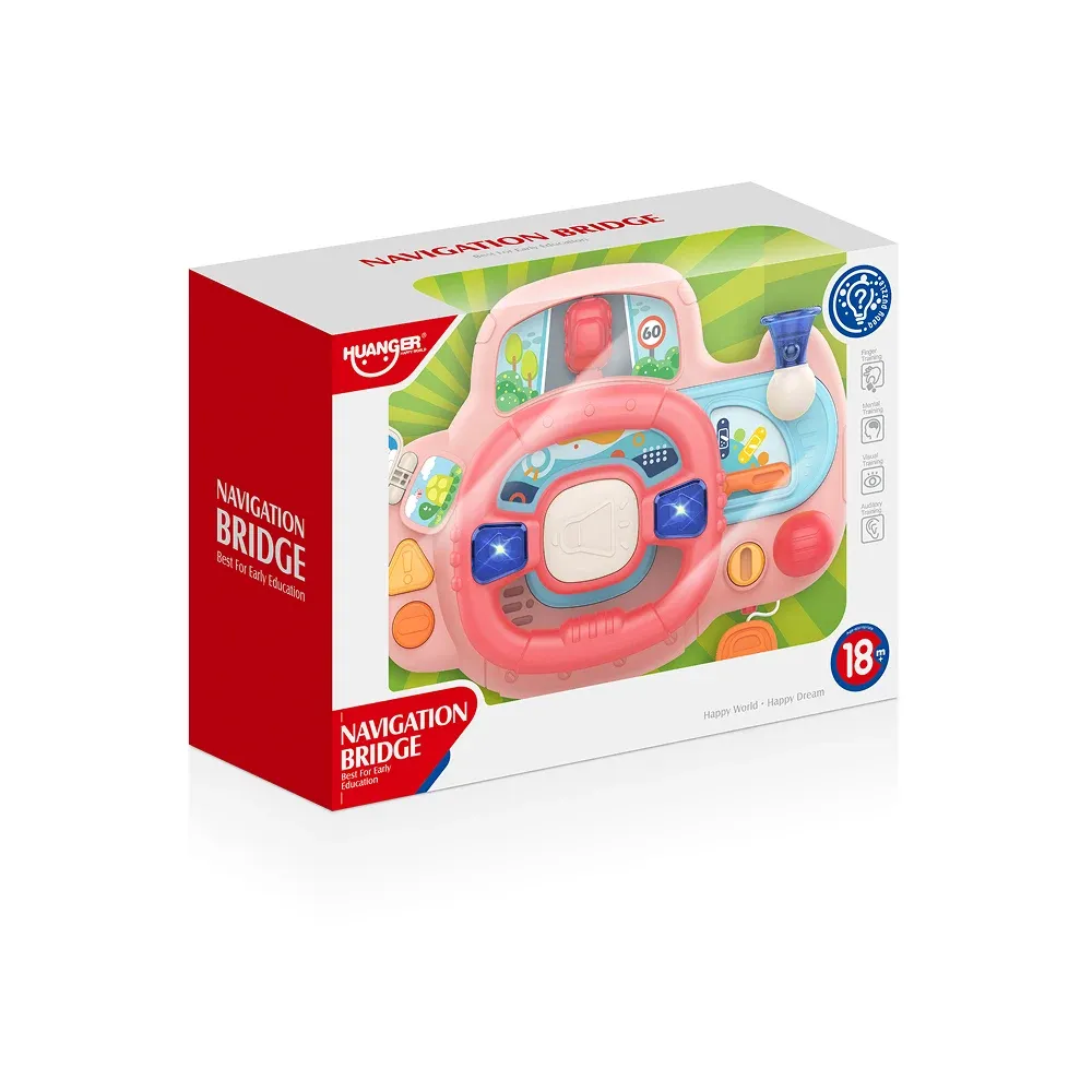 Volan interactiv cu lumini și muzică, roz, Huanger HE0542 (678133)