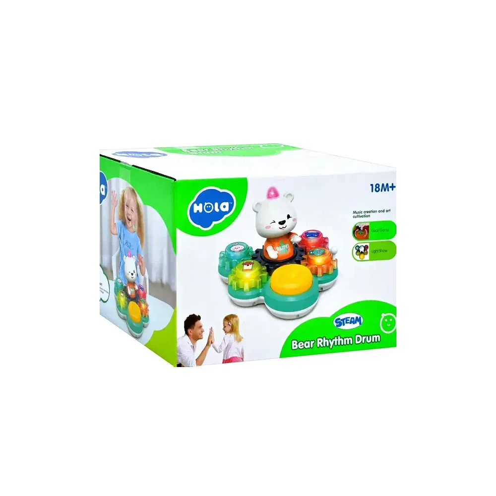 Jucărie muzicală interactivă Tobă cu ursuleț, Hola E8993 (02051)