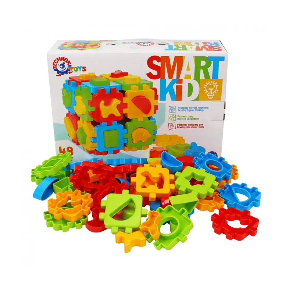 Развивающий кубик «Smart Kid Lotto» с геометрическими фигурками и животными, Технок (2018)