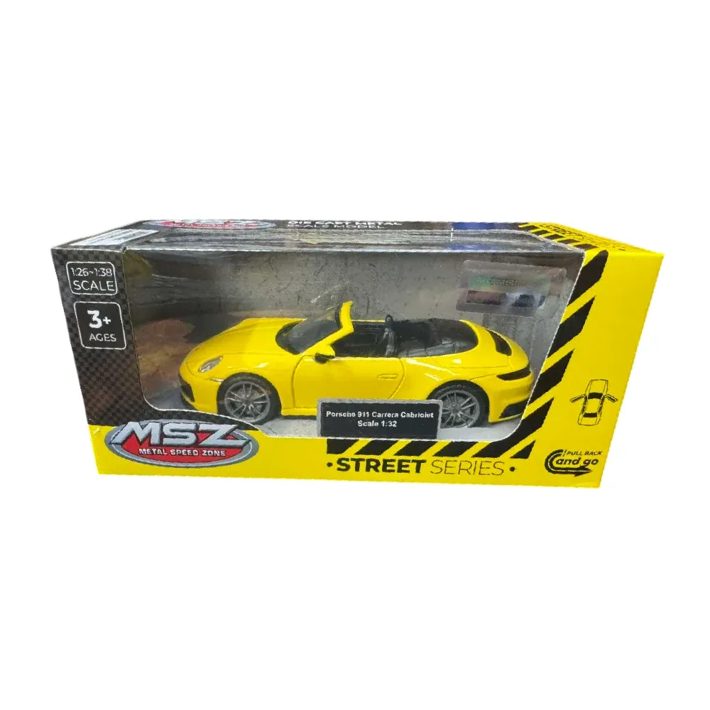 Porsche 911 Carrera Cabriolet Metal Car масштаб 1:32, желтый MSZ (29462)