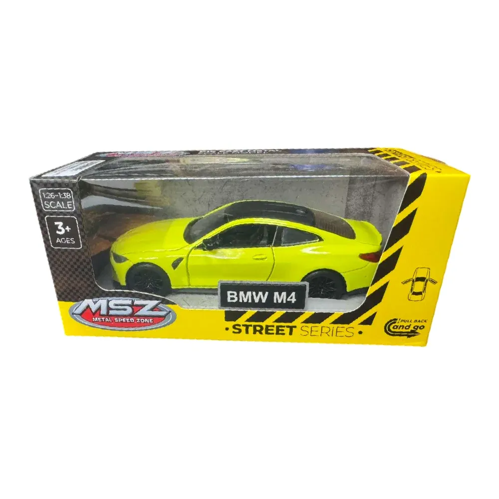 BMW M4 (G82) Литой автомобиль, масштаб 1:32, желтый, MSZ (29356)