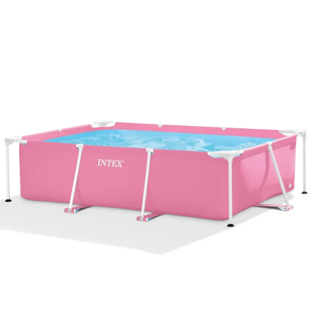 Piscină cu cadru metalic Rectangular Frame Pink 220×150×60 cm, 1662 L, Intex (28266)
