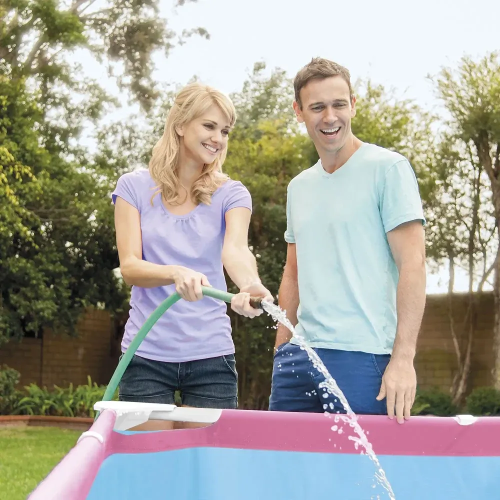 Piscină cu cadru metalic Rectangular Frame Pink 220×150×60 cm, 1662 L, Intex (28266)