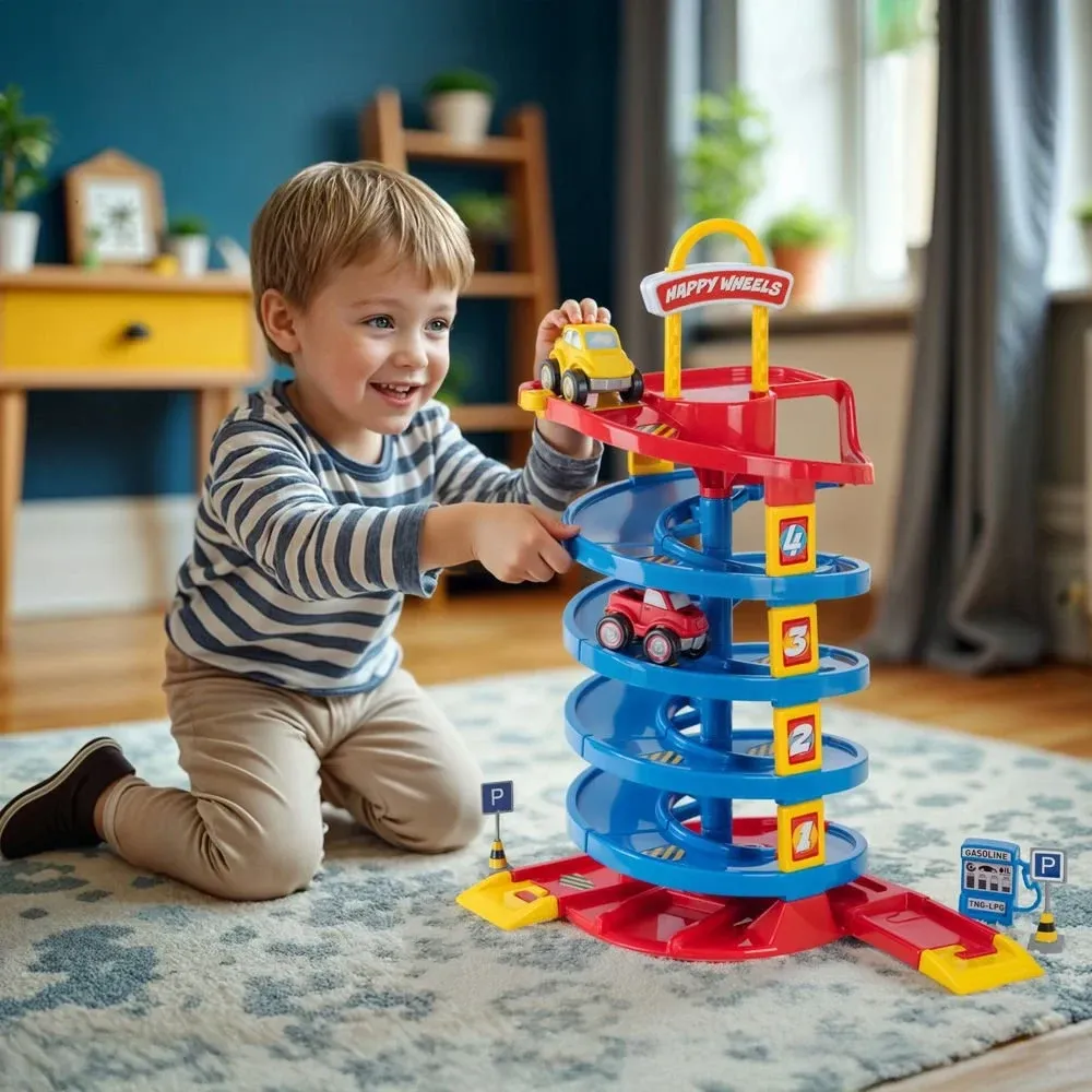 Set parcare auto cu pistă spiralată și mașinuțe, Dolu (5153)