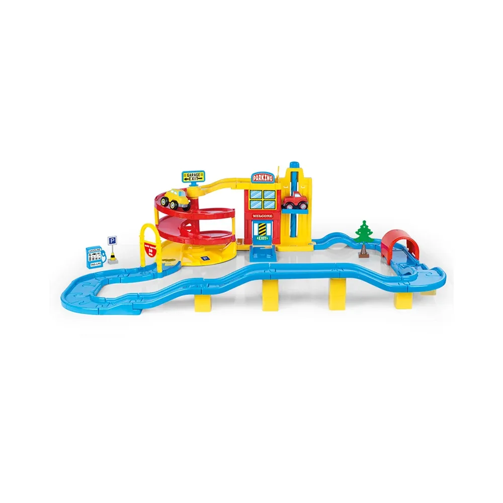 Set parcare auto mare cu pistă și elevator, Dolu (5154)