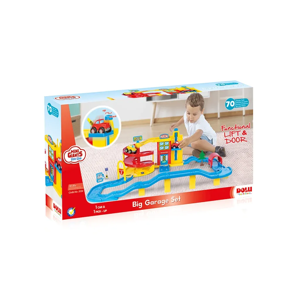 Set parcare auto mare cu pistă și elevator, Dolu (5154)