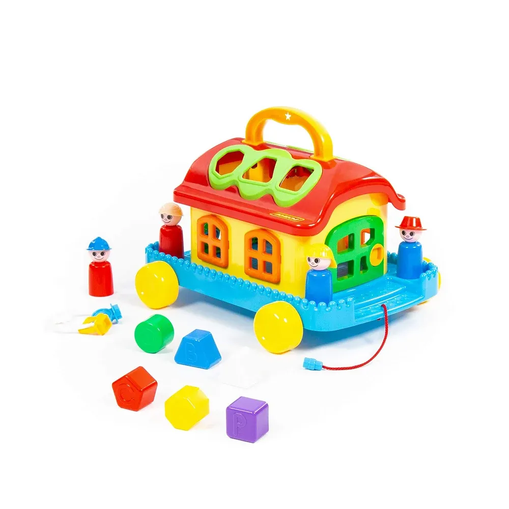 Căsuță educativă cu sorter de forme, pe roți, Polesie (70999)