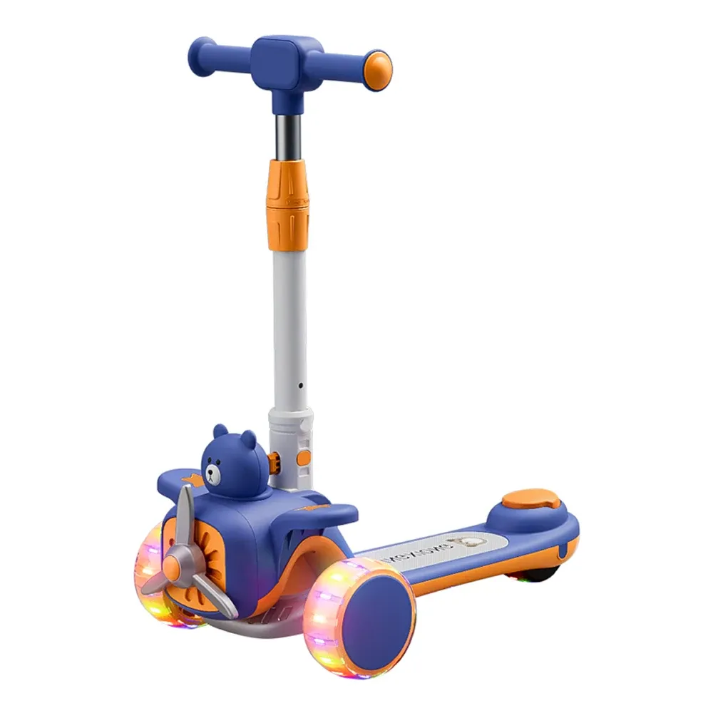 Trotinetă pentru copii cu 3 roți luminoase, muzică și lumini, albastru, RTM Scooter (64463)