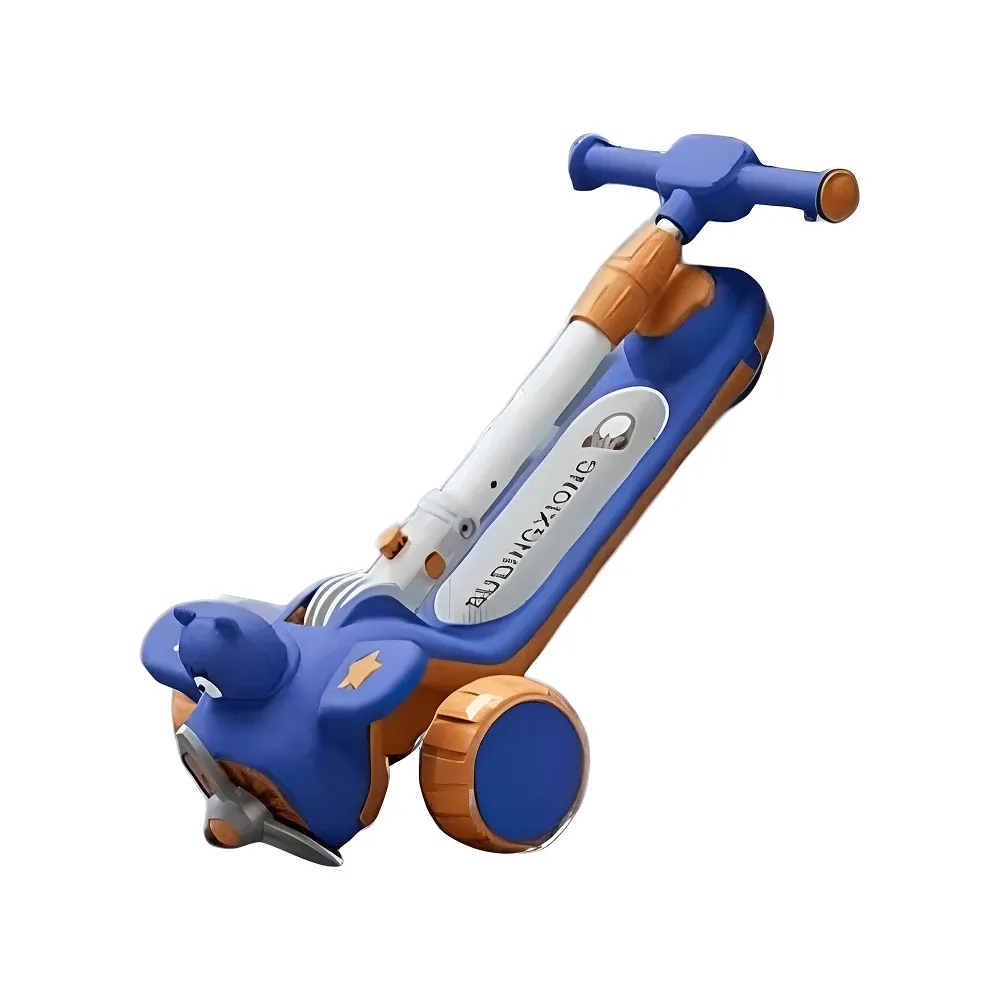 Trotinetă pentru copii 6 în 1 cu scaun, mâner parental, roți luminoase și muzică, albastru, RTM Scooter (64473)