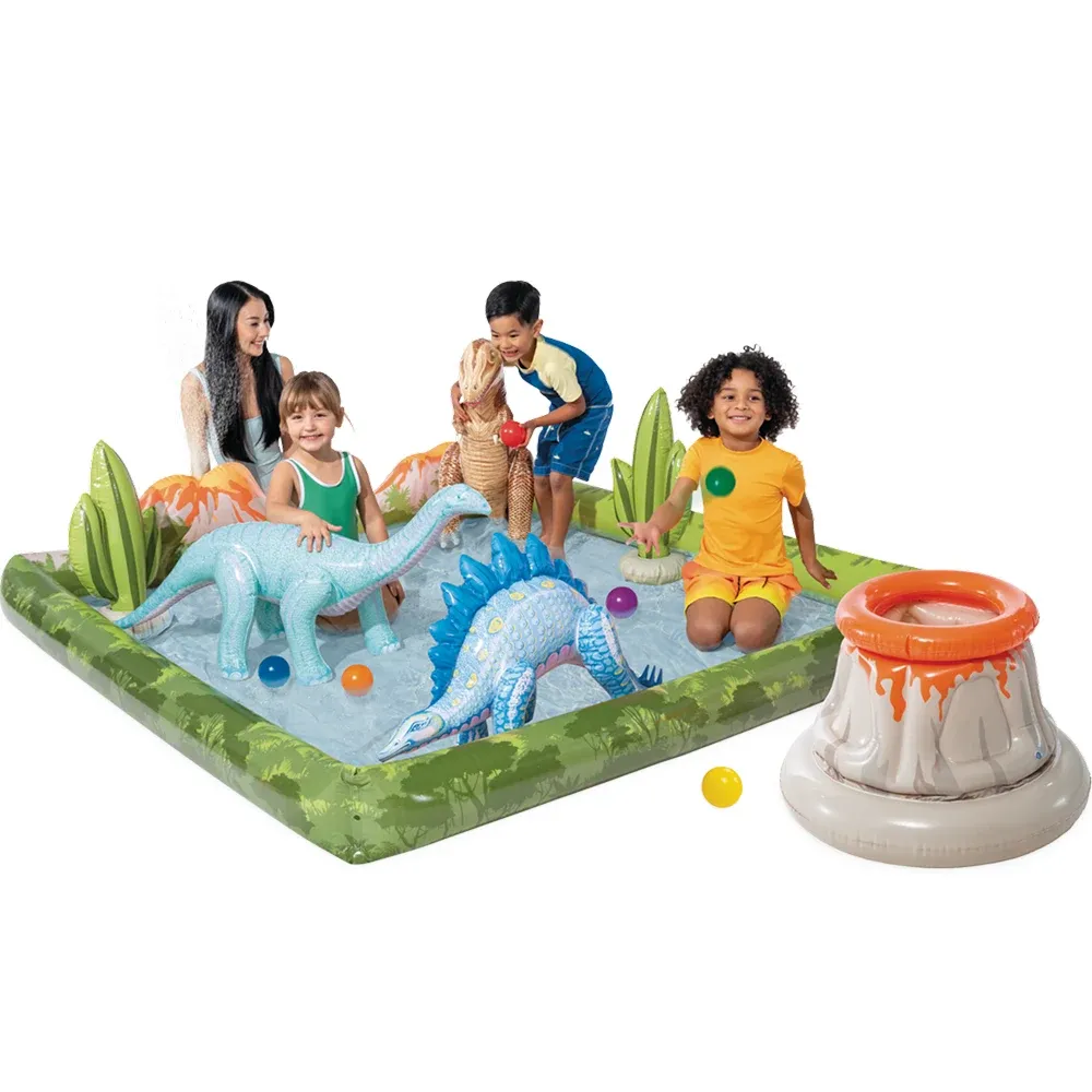 Centru de joacă gonflabil Jurassic Adventure, 201×201×36 cm, 410 L, max. 81 kg, 2+ ani, Intex (56132)